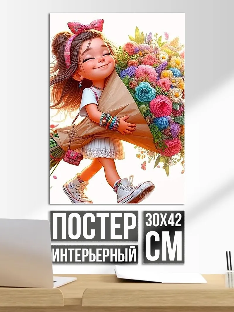 Постер Девочка с цветами