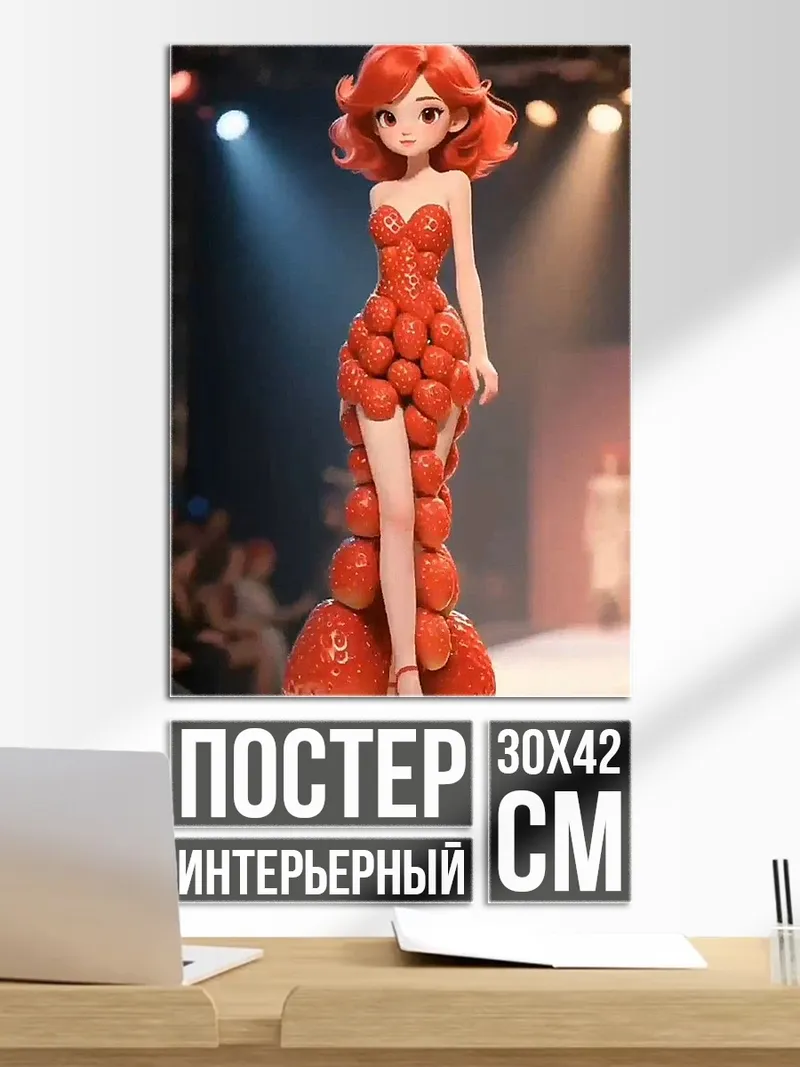 Постер Девушка в платье из клубники