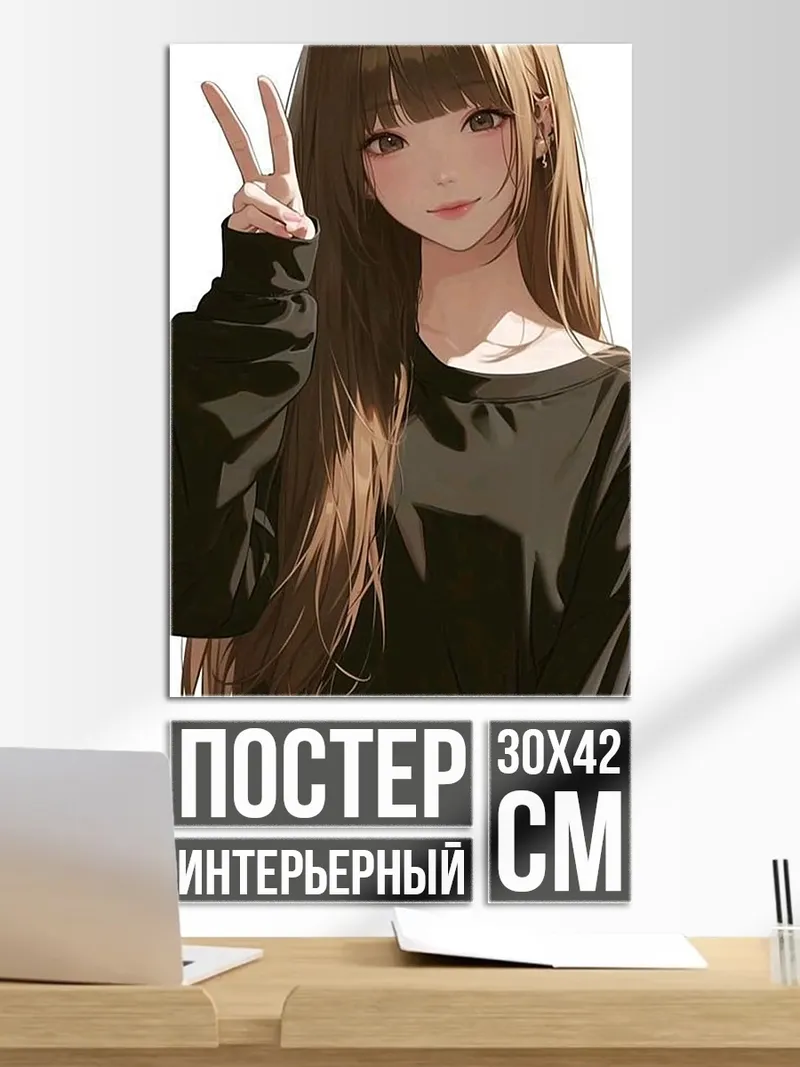 Постер Аниме девушка с пальцами