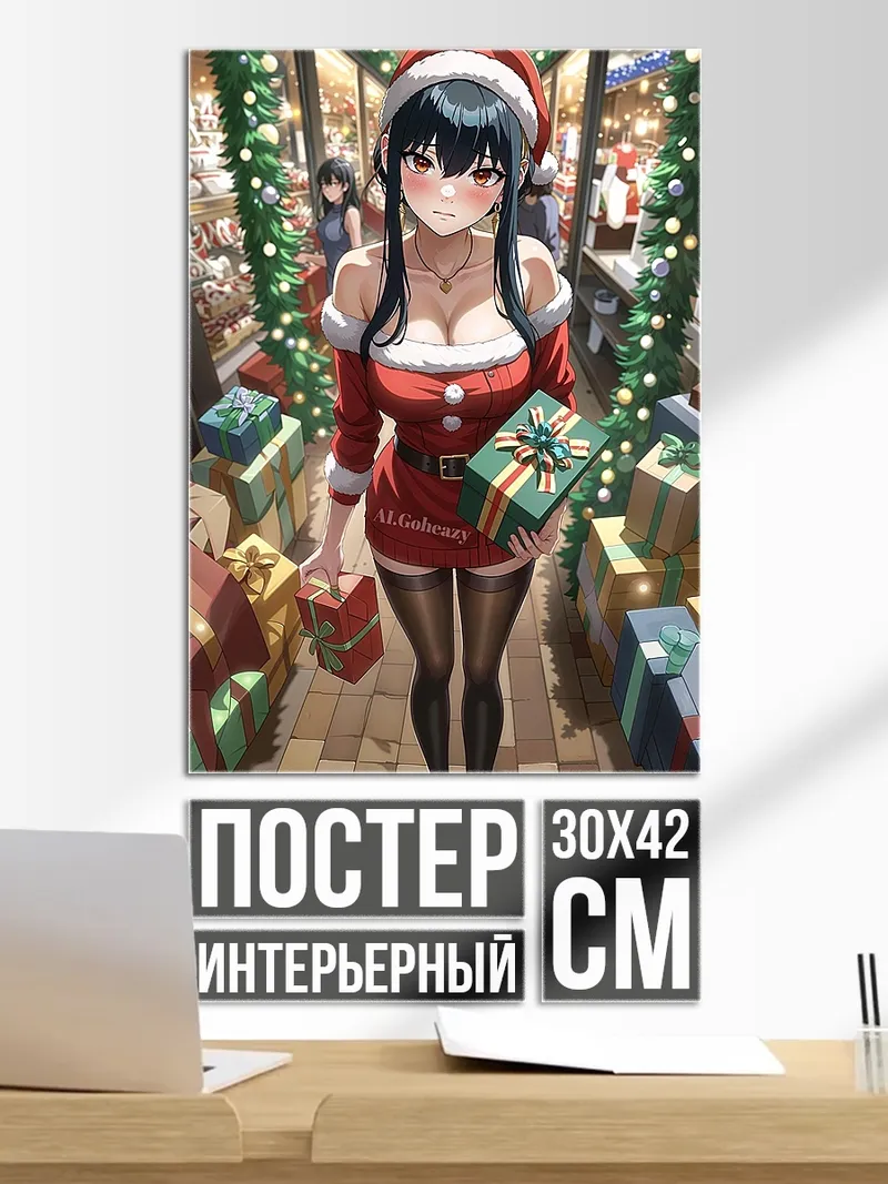 Постер Девушка в костюме Санты