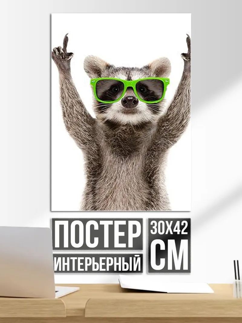 Постер Енот в очках