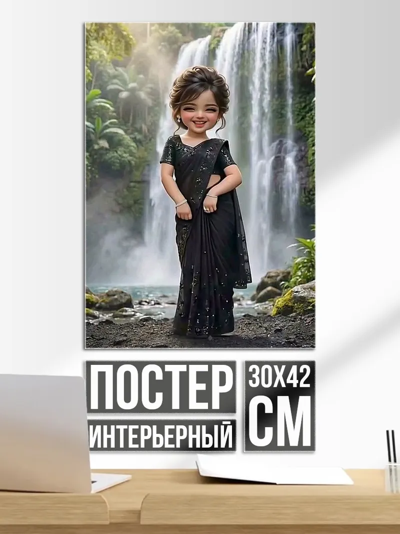 Постер Девочка у водопада