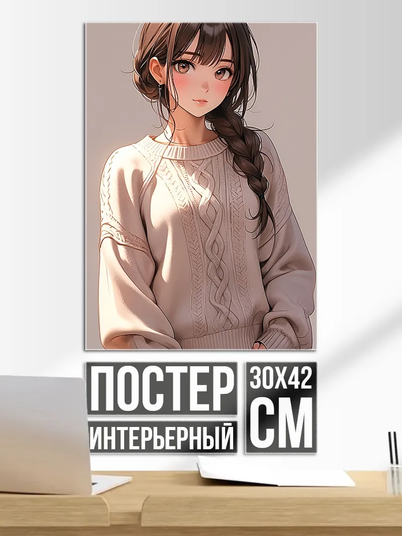 Постер Аниме девушка в свитере