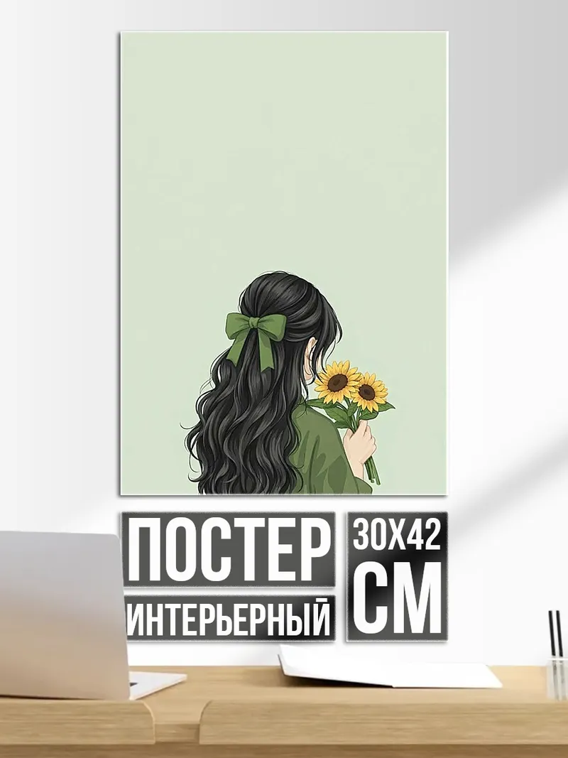 Постер Девушка с подсолнухами