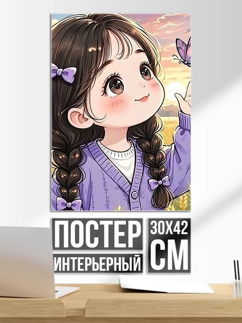 Постер Девочка с бабочкой