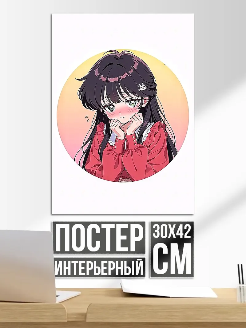 Постер Смущенная аниме девушка