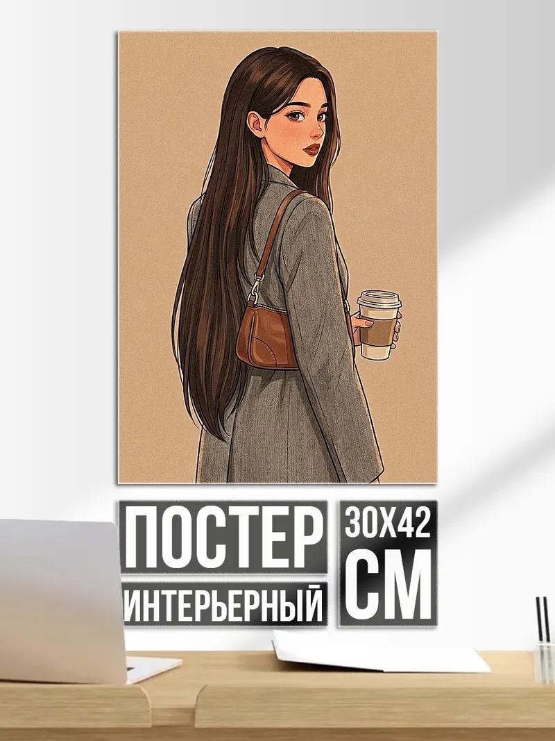 Постер Девушка с кофе