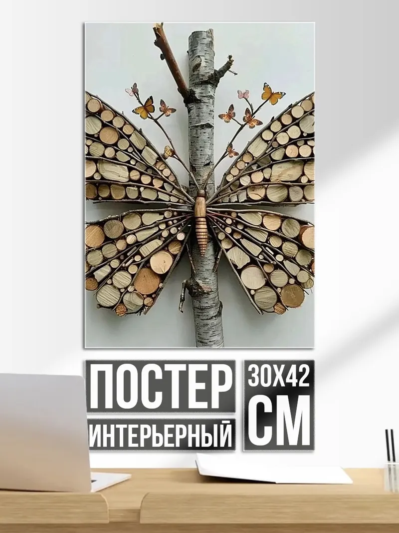 Постер Бабочка из дерева