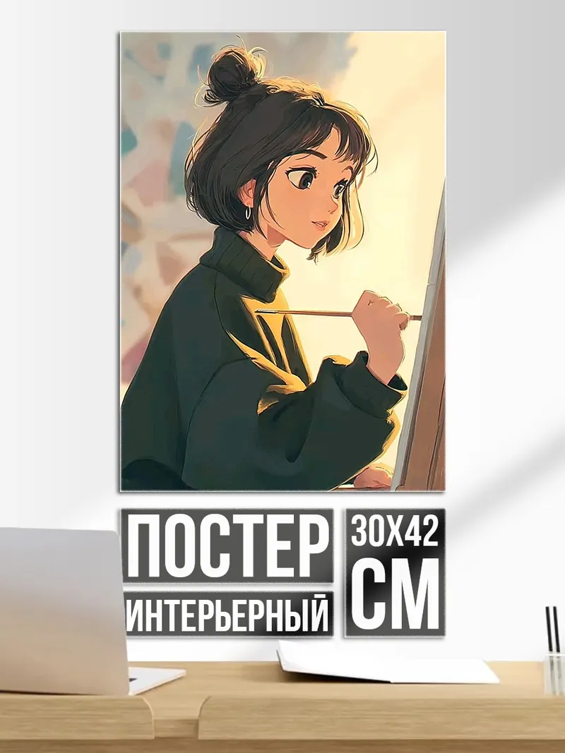 Постер Девушка рисует картину