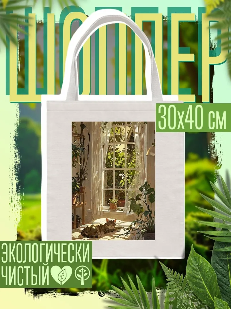 Шоппер Кот на подоконнике