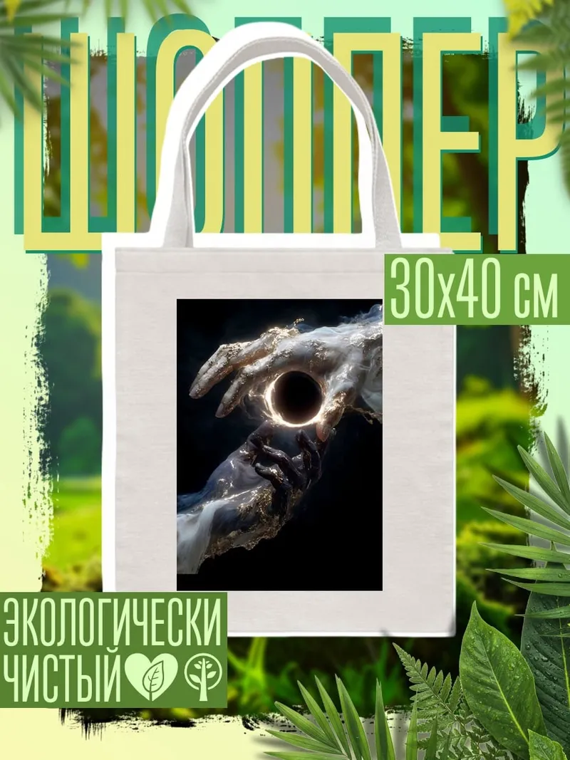 Шоппер Руки держат черную дыру