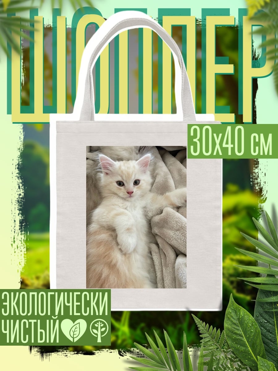 Шоппер Пушистый котенок лежит