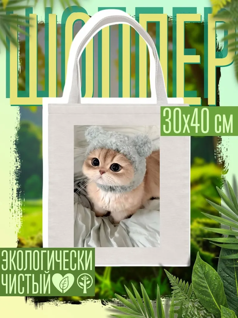 Шоппер Кот в шапке