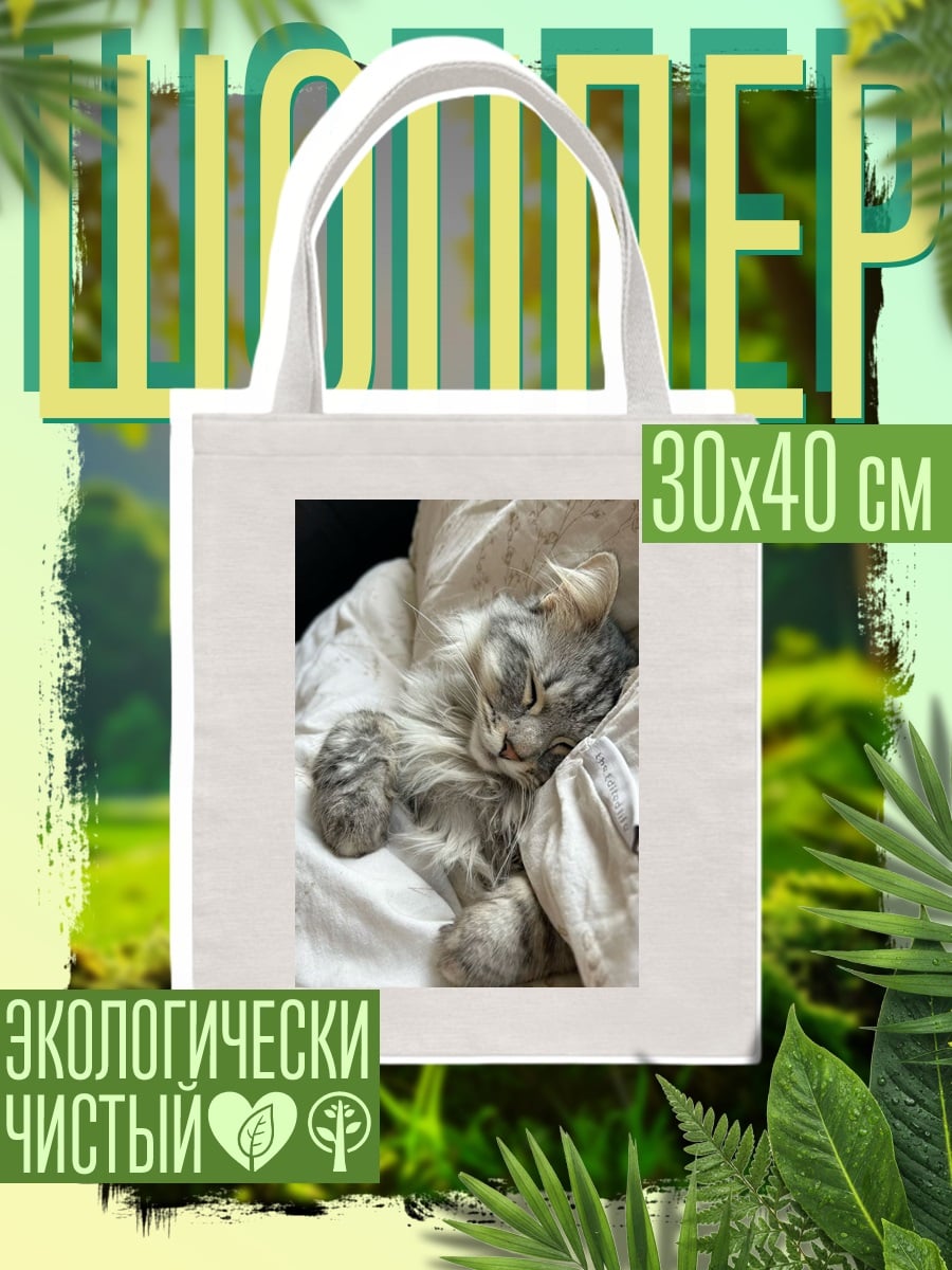 Шоппер Спящий кот на подушке