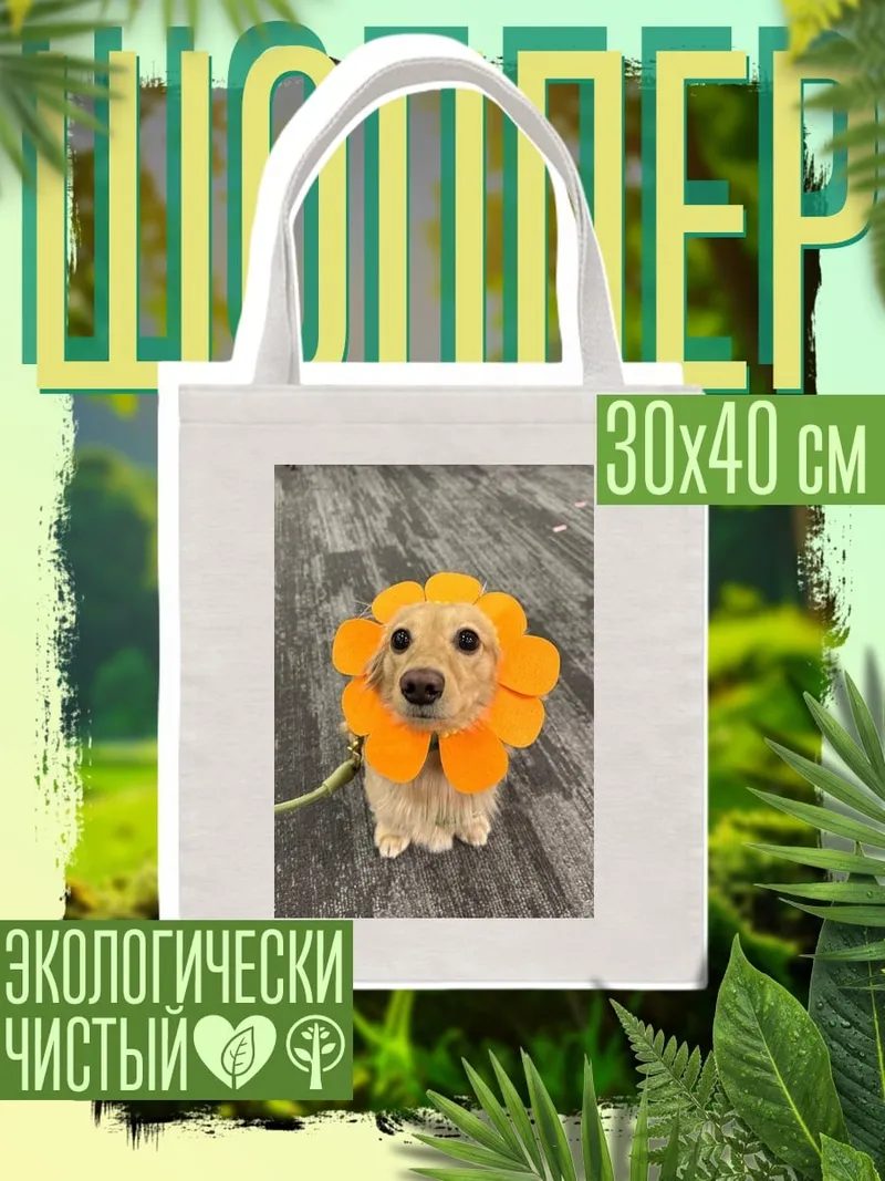 Шоппер Собака в костюме цветка