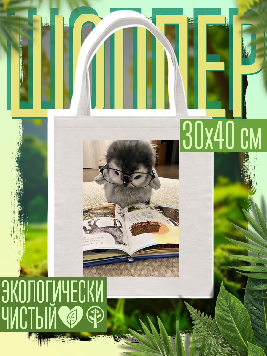 Шоппер Сова в очках читает