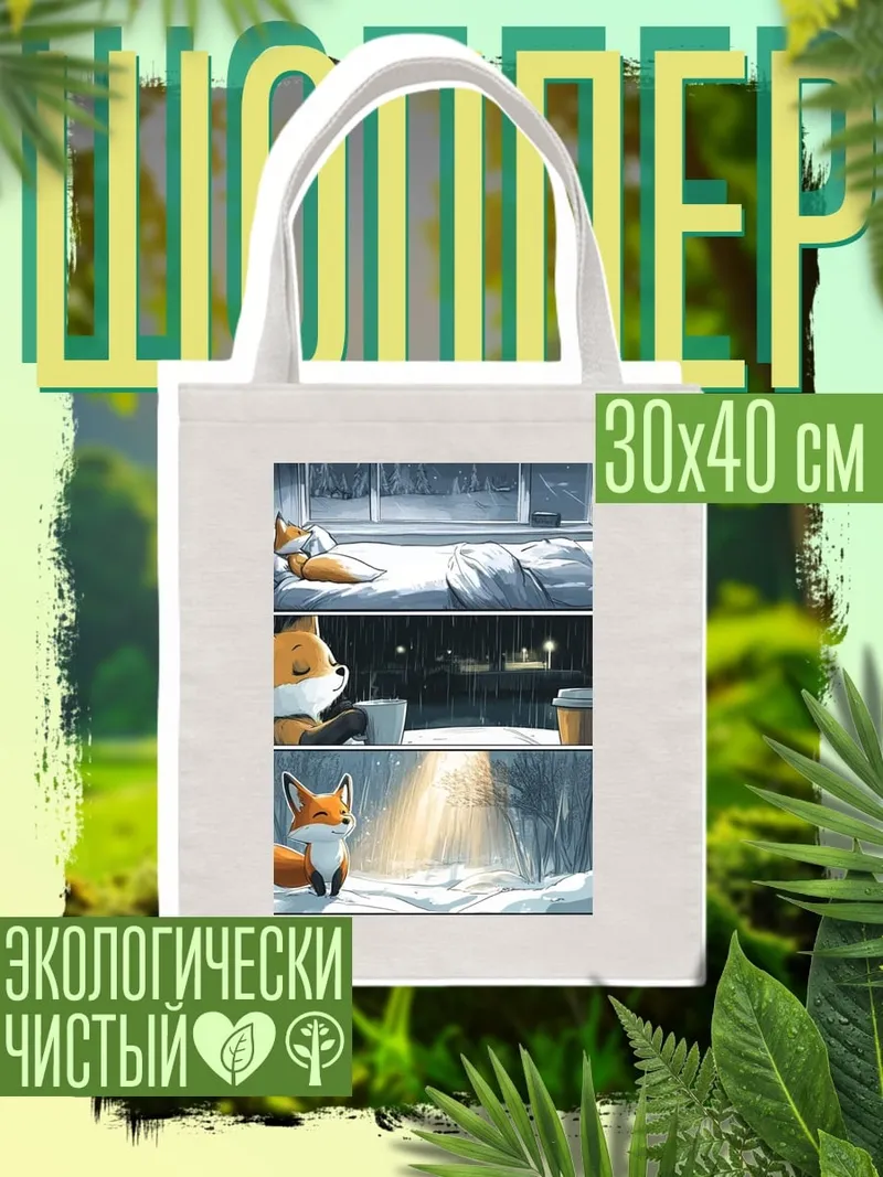 Шоппер Лисичка в снегу