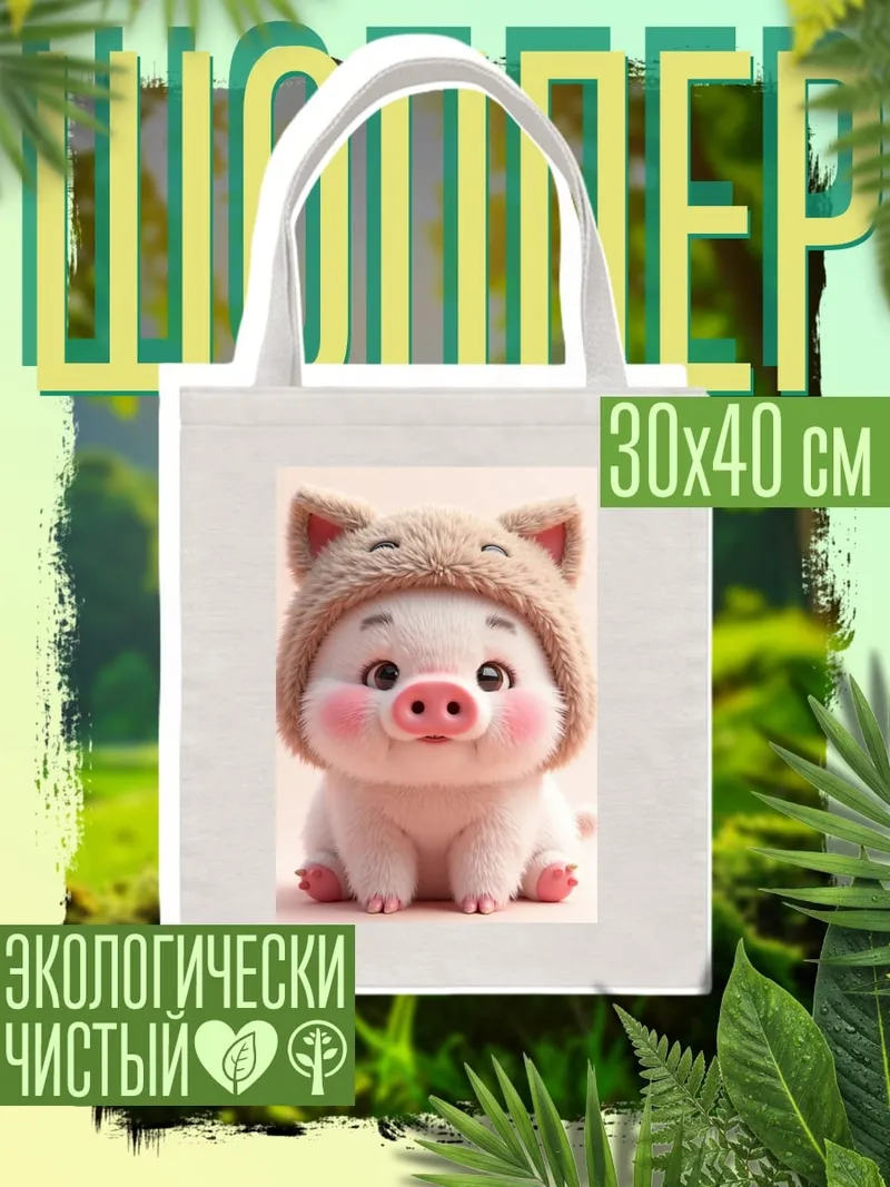 Шоппер милый поросенок в шапке