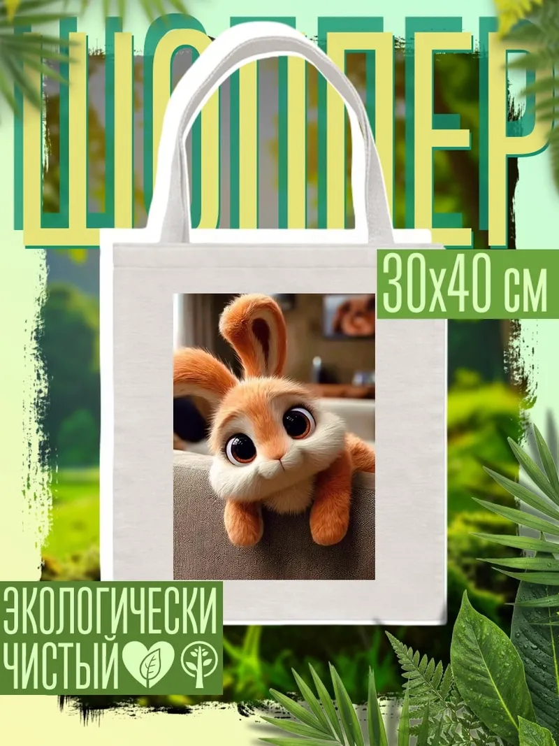 Шоппер Пушистый кролик с глазами