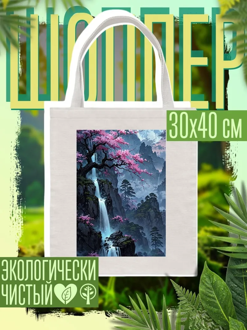 Шоппер Цветущая сакура у водопада