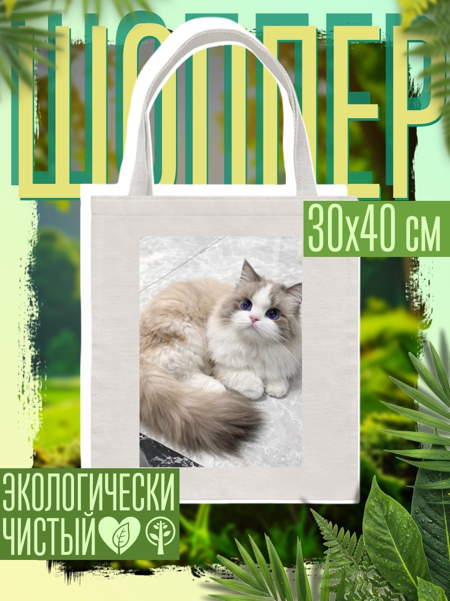 Шоппер Пушистый кот лежит