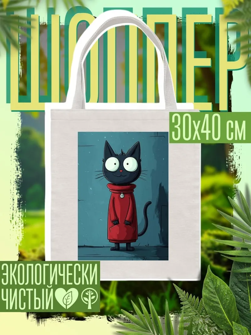 Шоппер Черная кошка в красном
