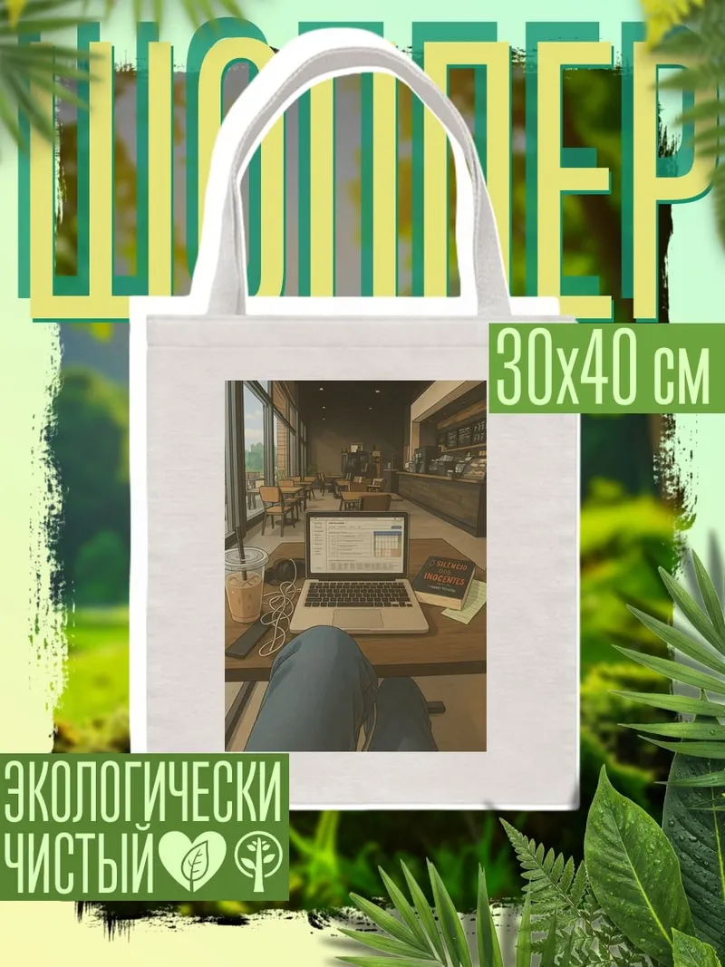 Шоппер Ноутбук в кафе