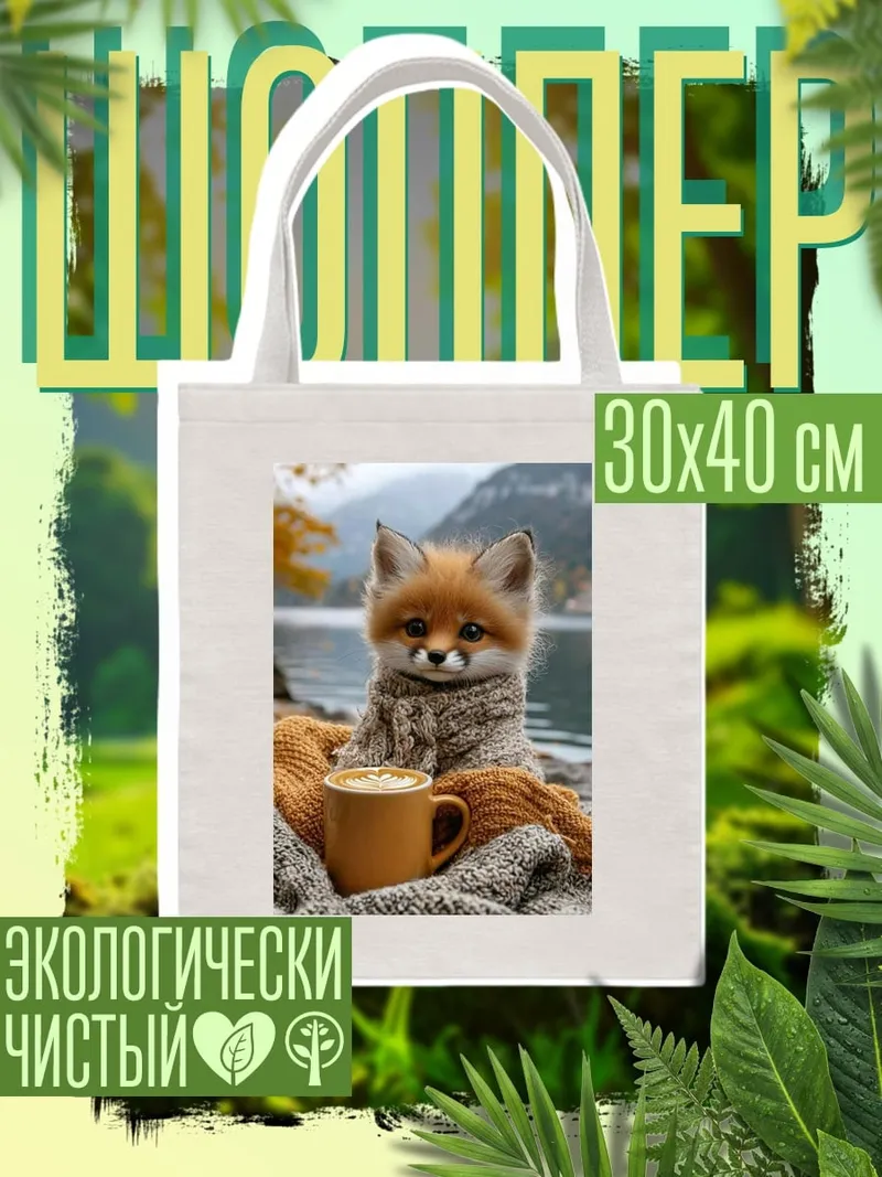 Шоппер Лисенок с кофе