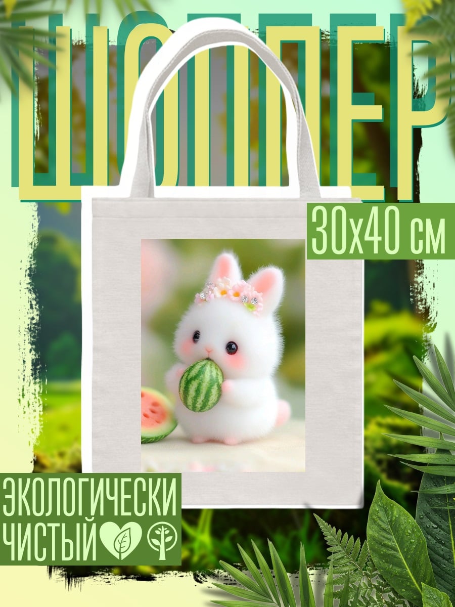 Шоппер Милый кролик с арбузом