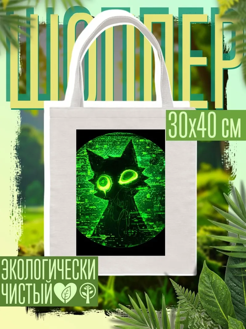 Шоппер Кибер кот зеленый