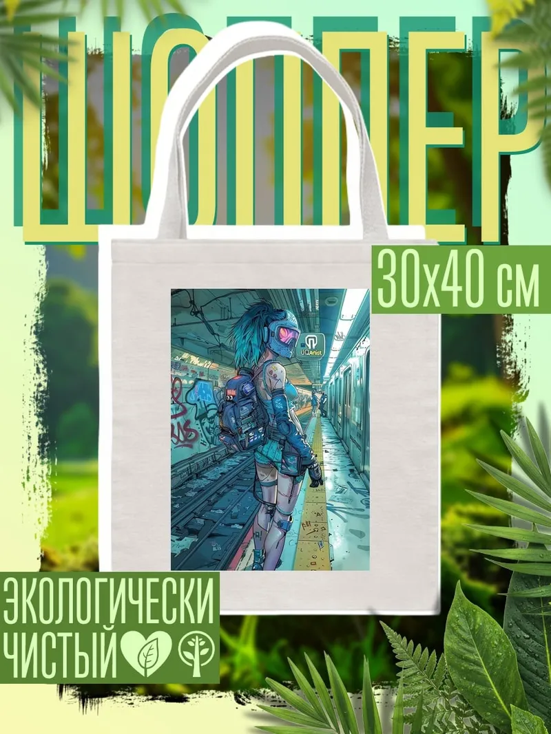 Шоппер Киберпанк девушка метро