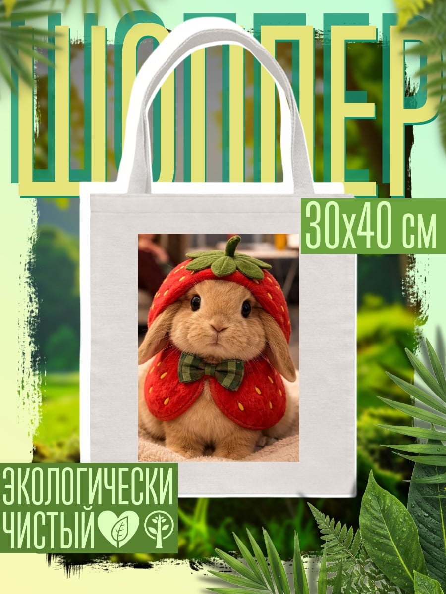 Шоппер Кролик в клубничном костюме