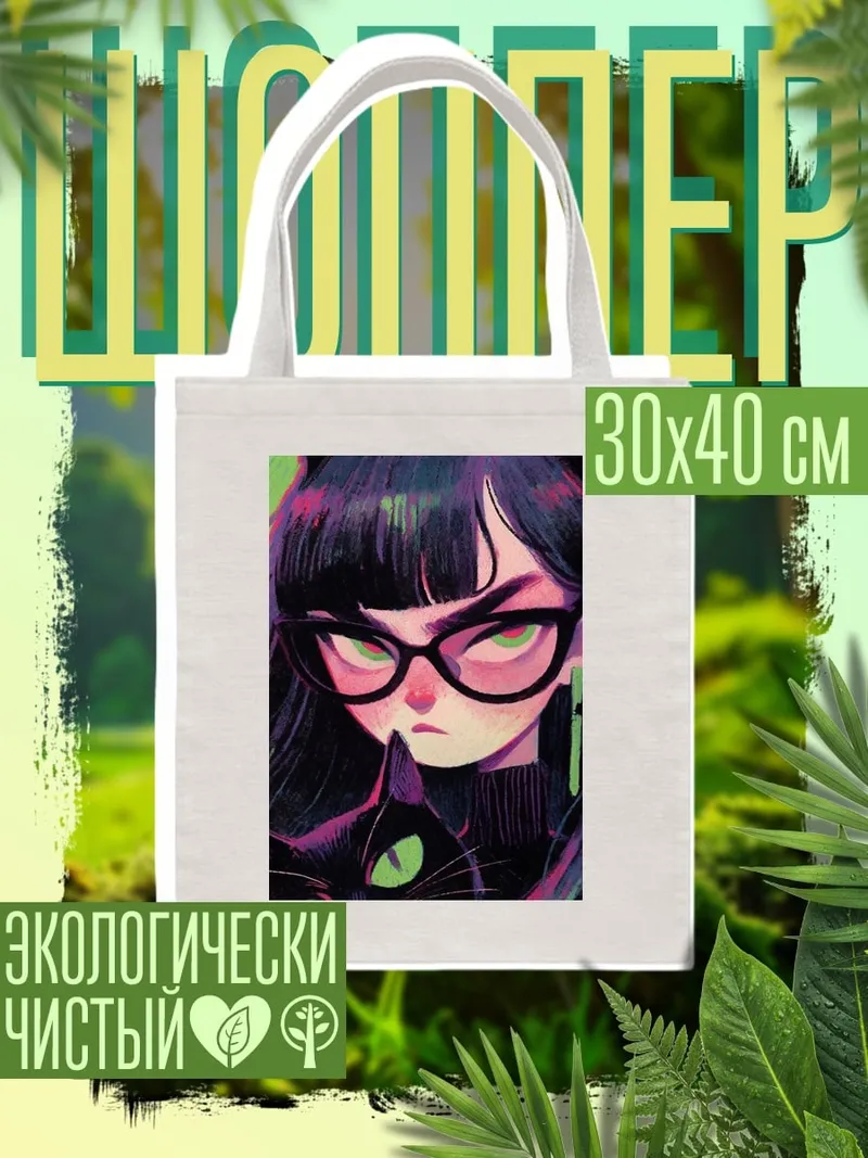 Шоппер Девушка с черными кошками