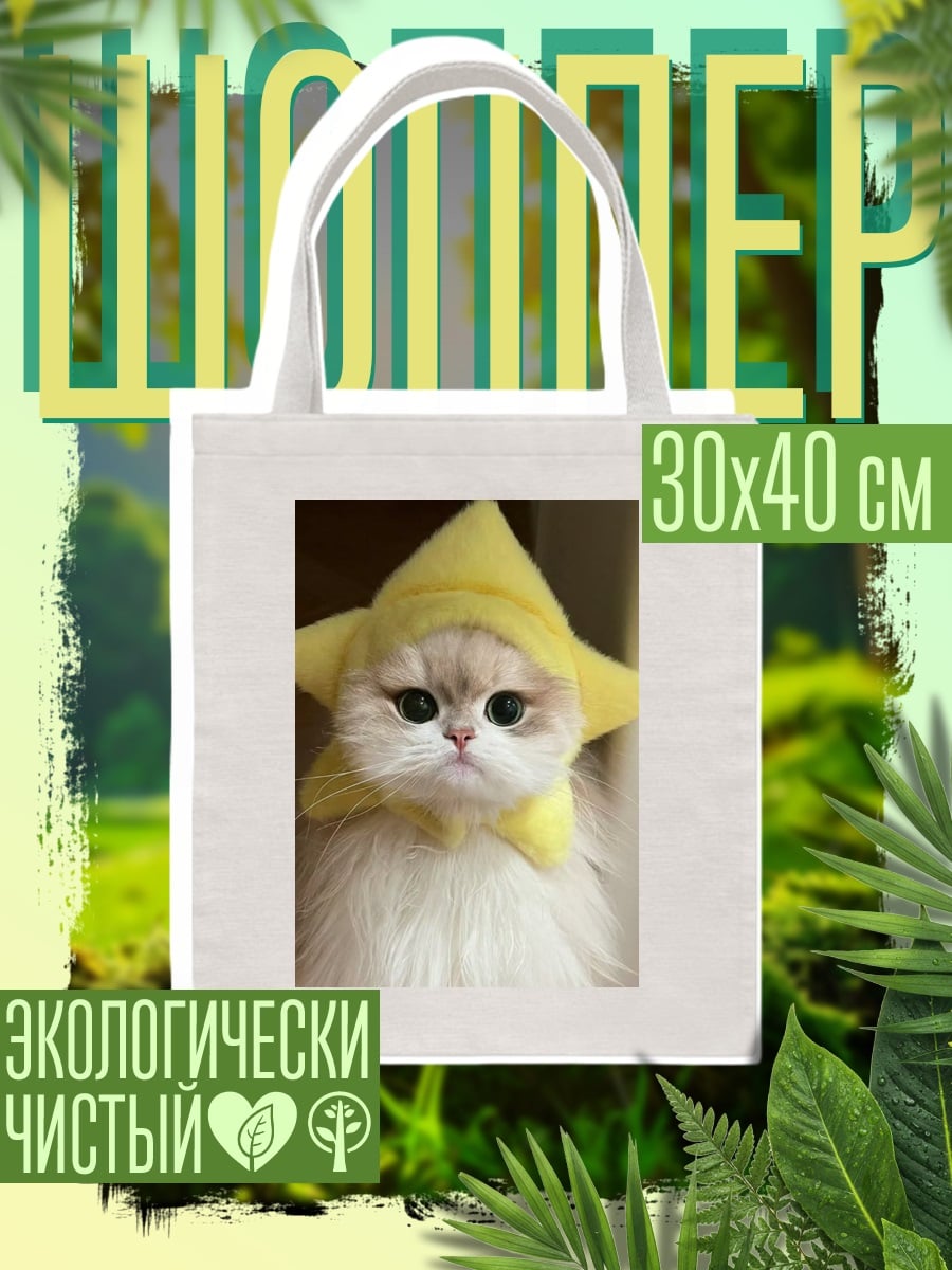 Шоппер Кот в шапке звезды