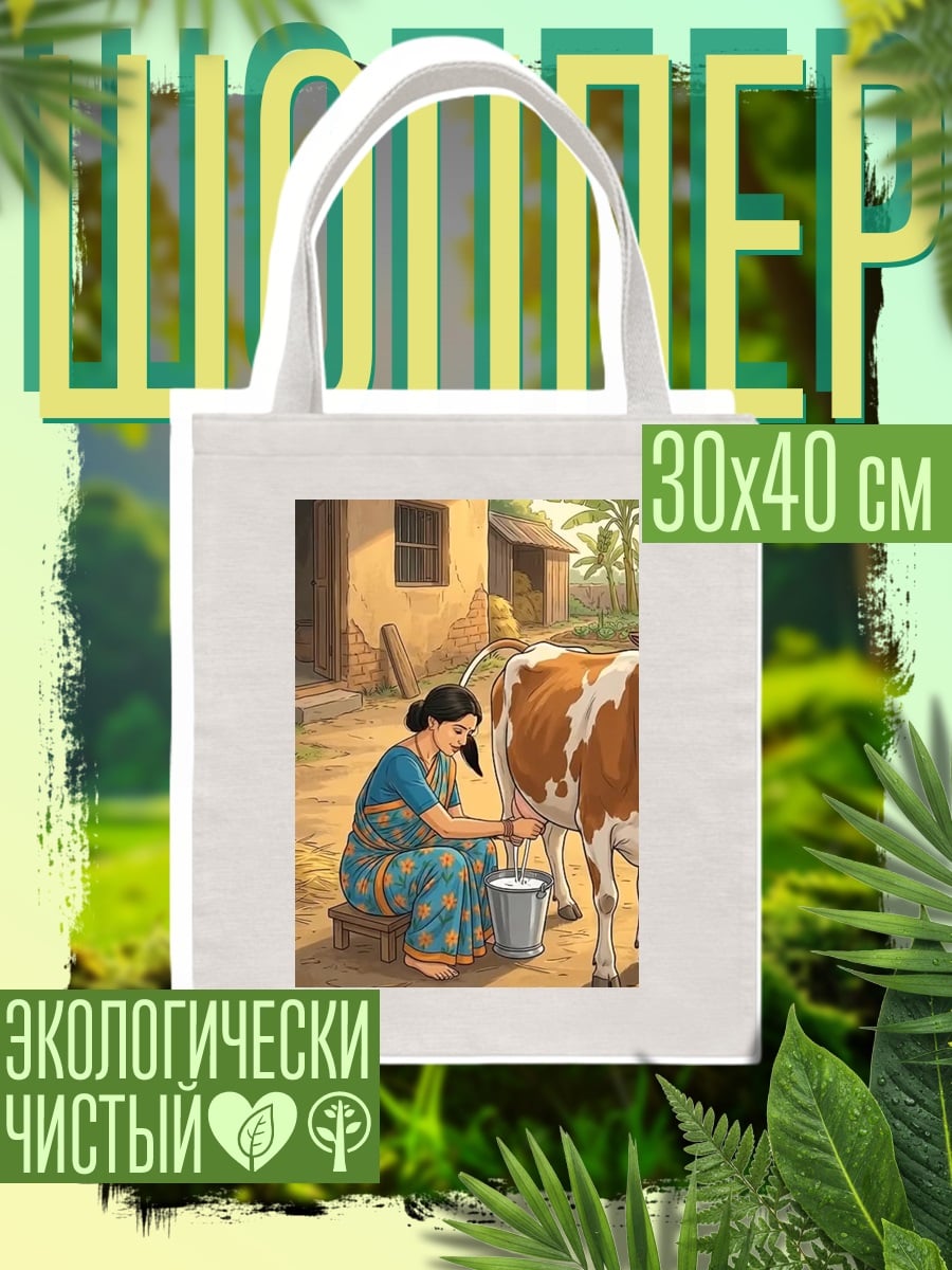 Шоппер Доение коровы в деревне