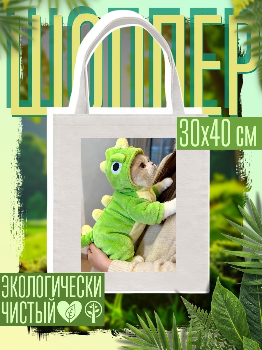 Шоппер Кот в костюме динозавра