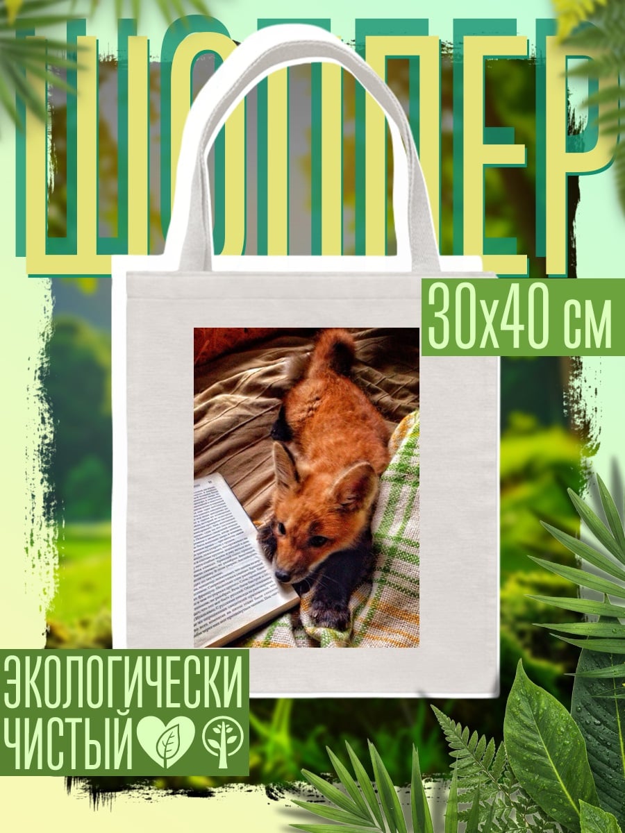 Шоппер Лисенок с книгой