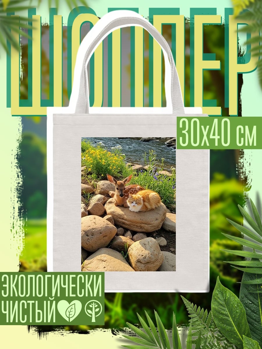 Шоппер котенок и олененок