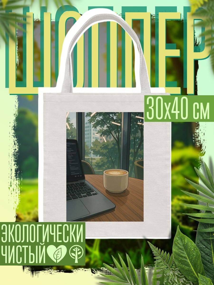 Шоппер Утренний кофе с ноутбуком