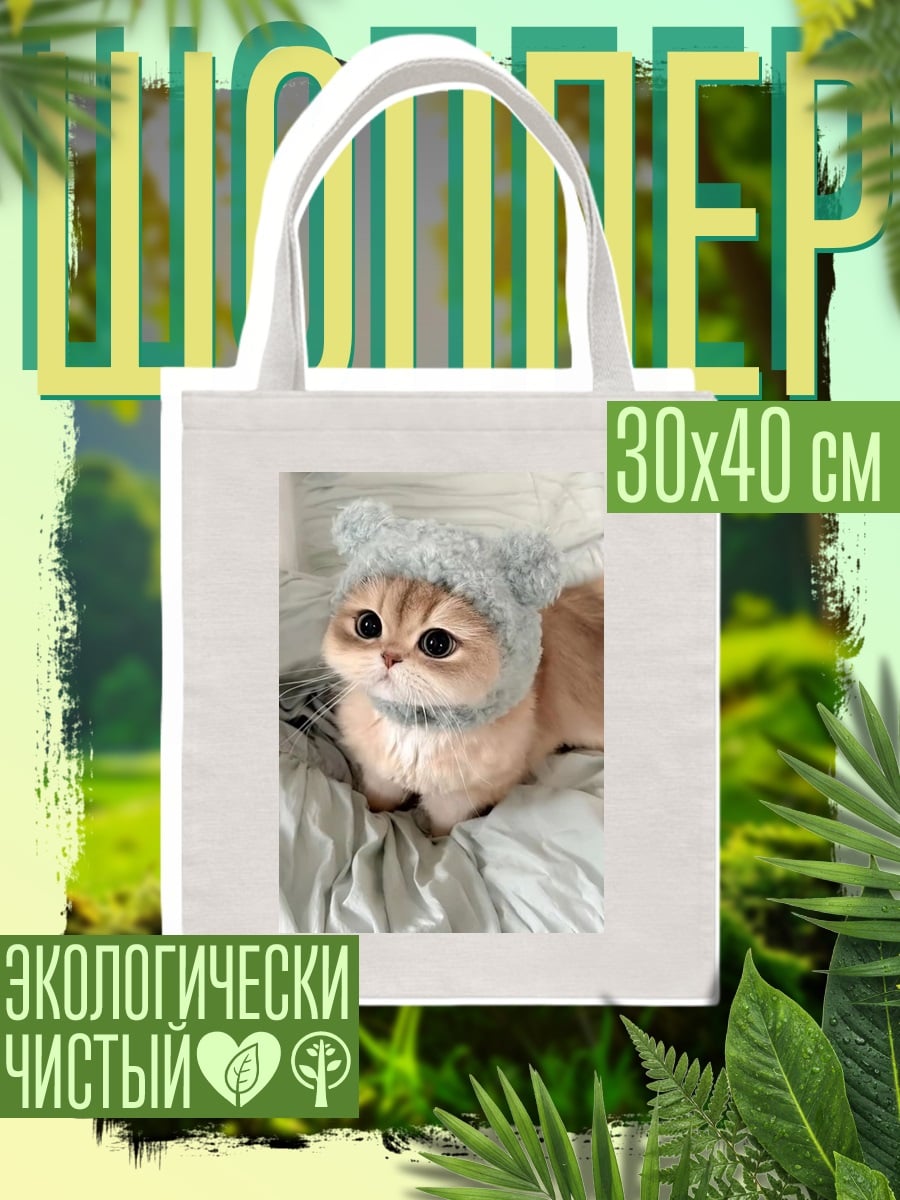 Шоппер Кот в шапке