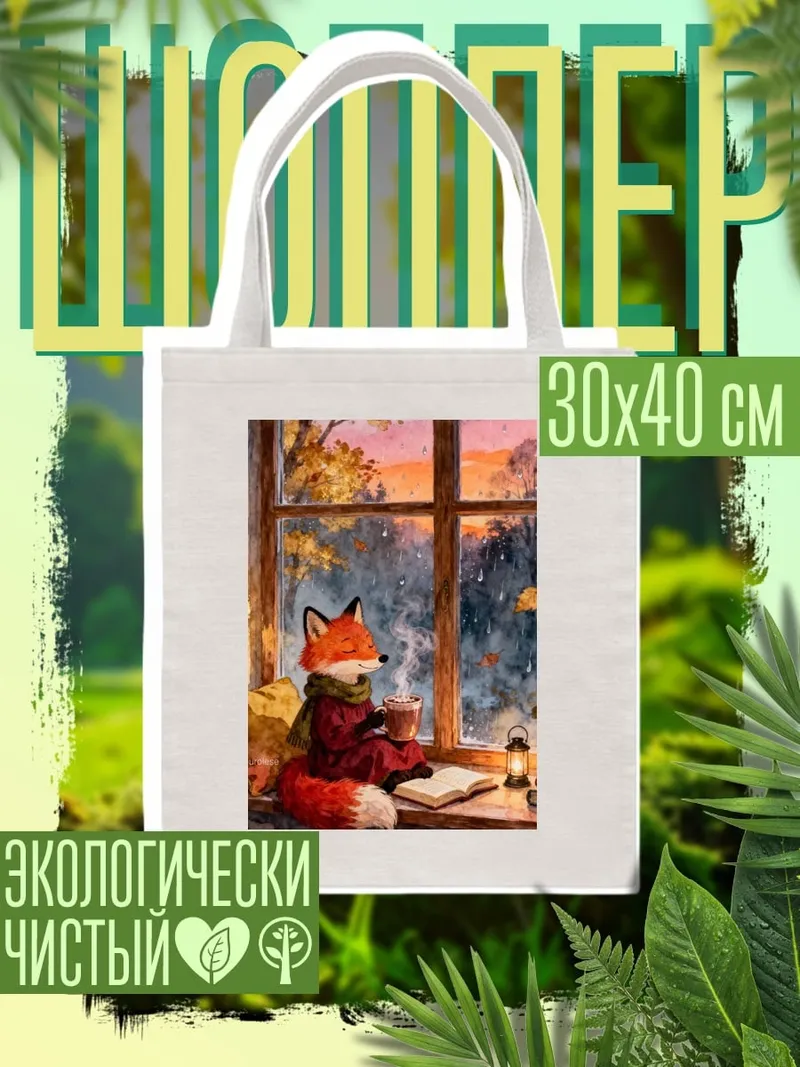 Шоппер Лиса пьет чай