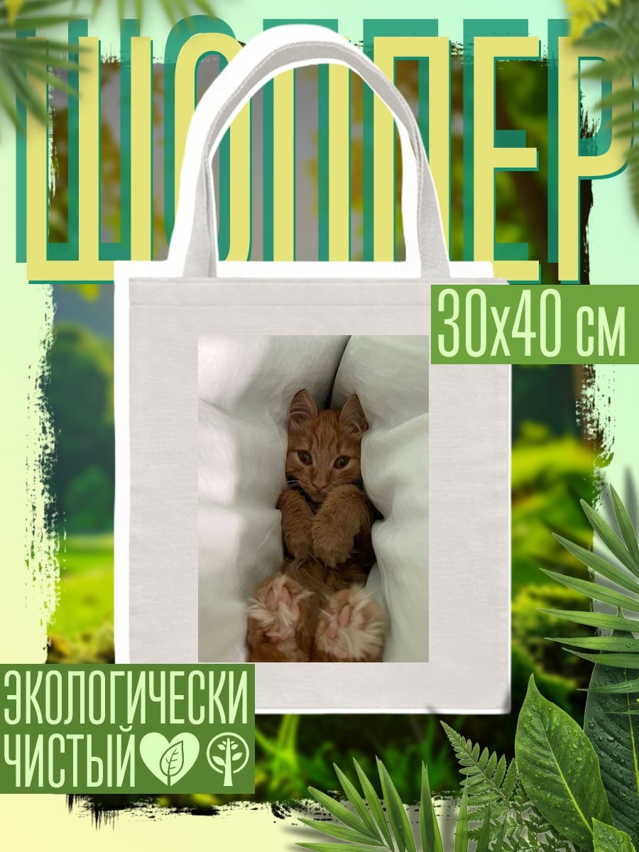 Шоппер Рыжий котенок в подушках