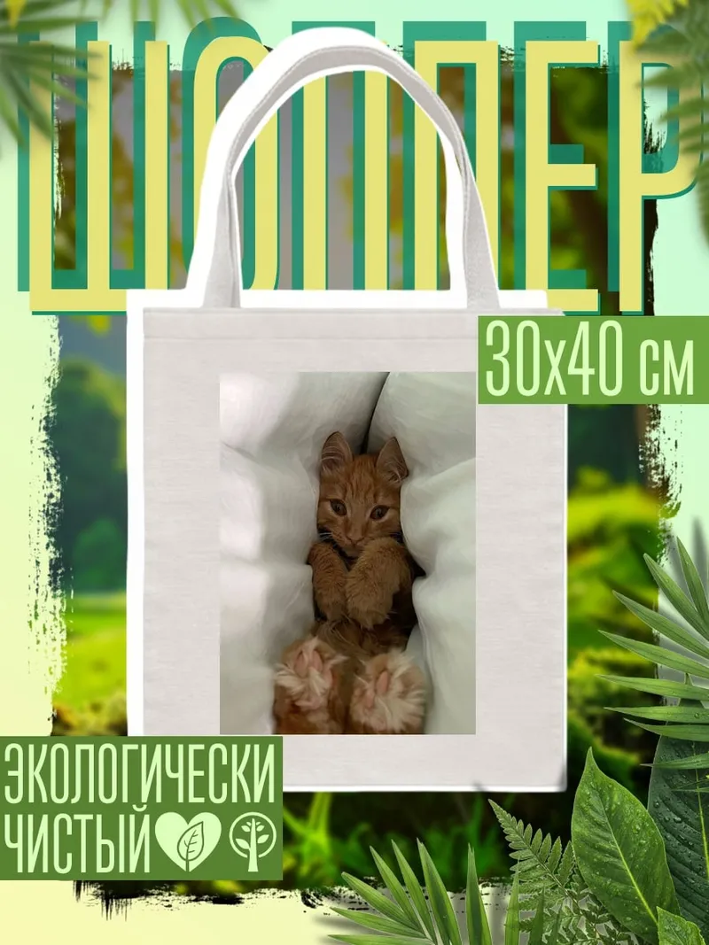 Шоппер Рыжий котенок в подушках