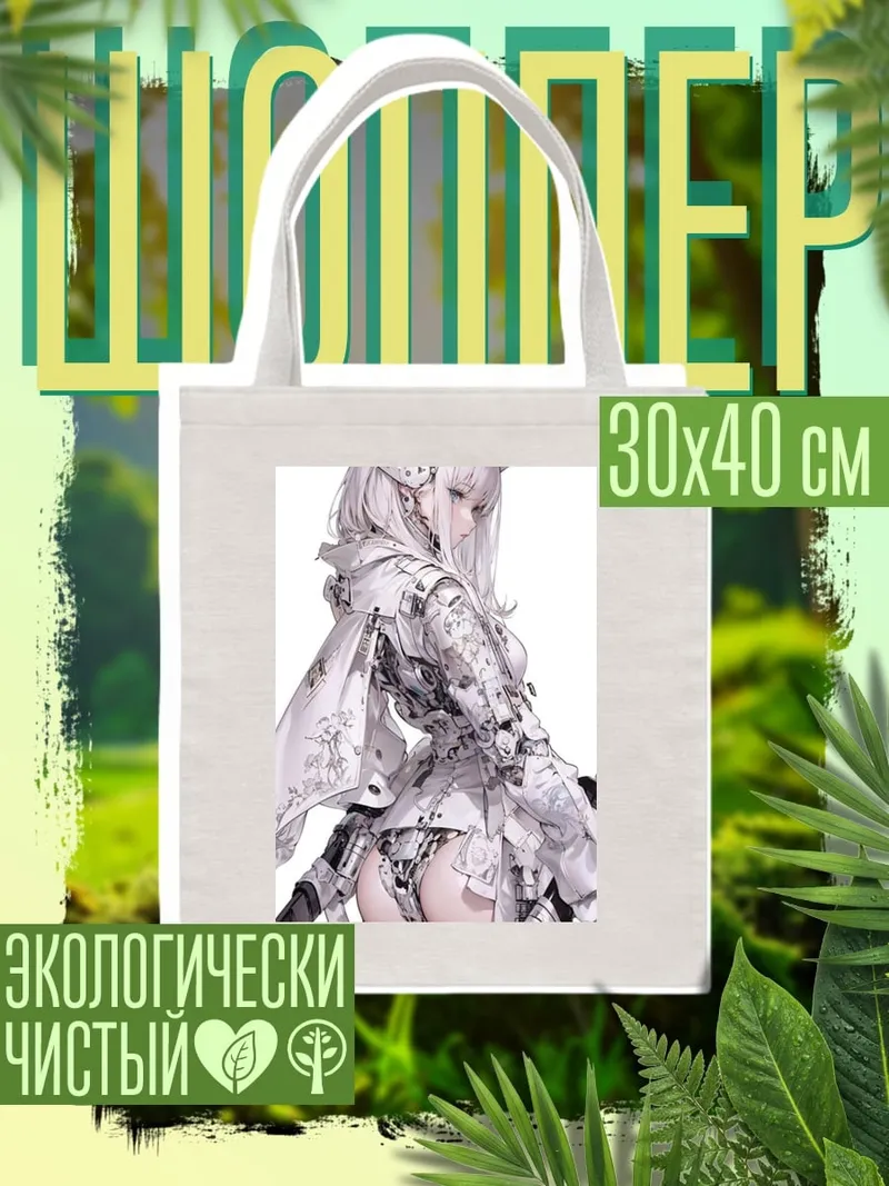 Шоппер Белая киберпанк девушка