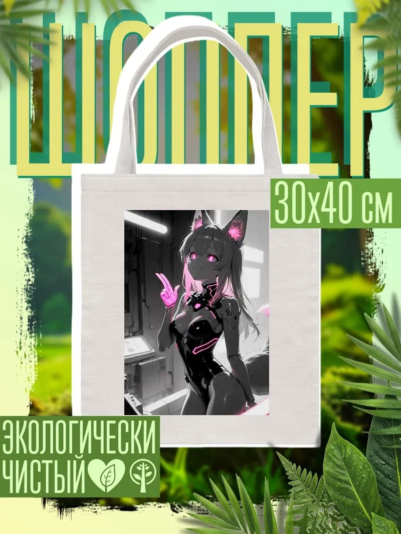 Шоппер Неоновая кошка девушка