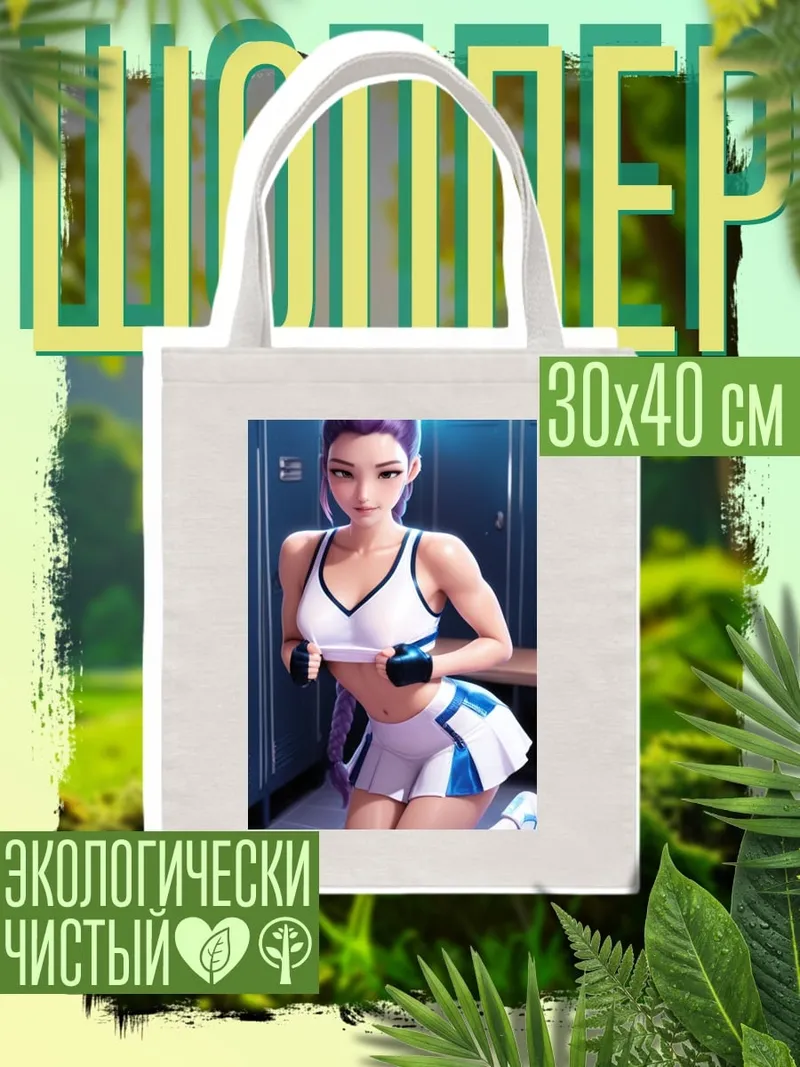 Шоппер Спортсменка с фиолетовыми волосами