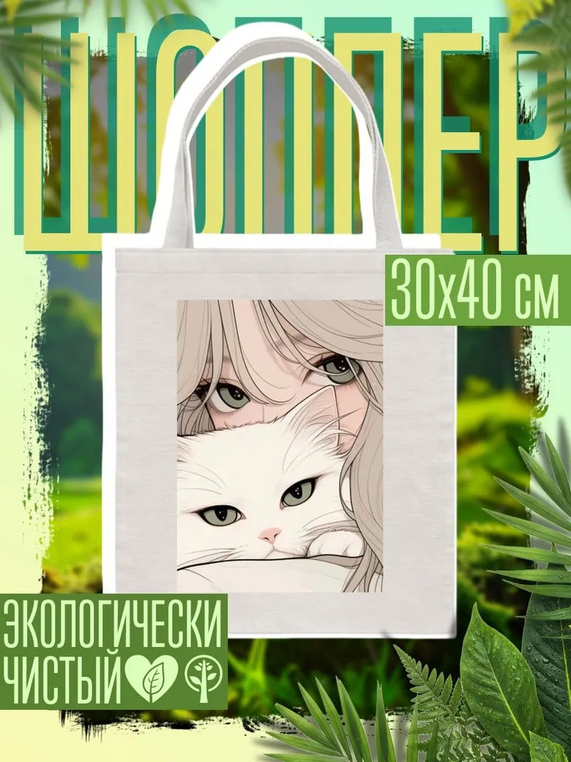 Шоппер Девушка с белым котом
