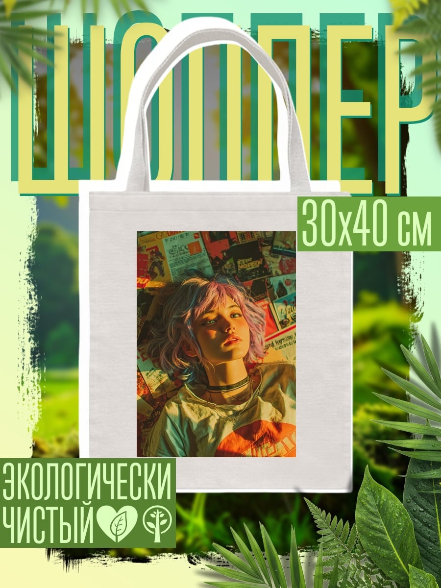Шоппер Девушка с розовыми волосами
