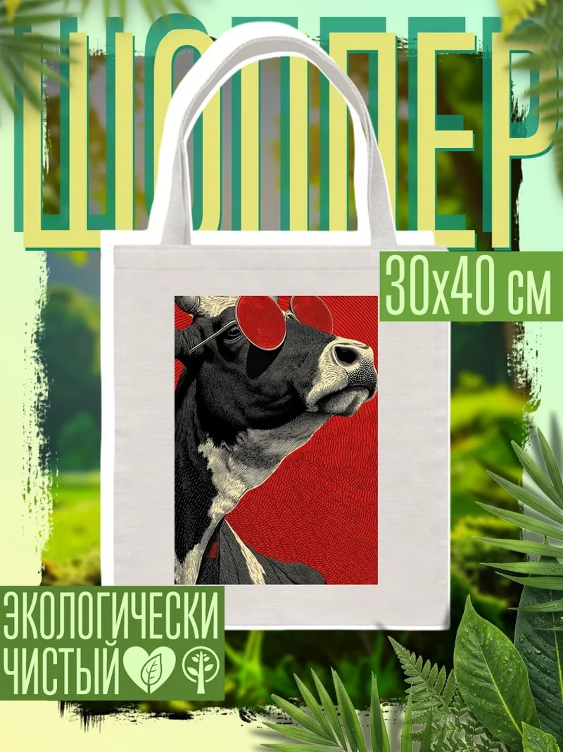 Шоппер корова в очках