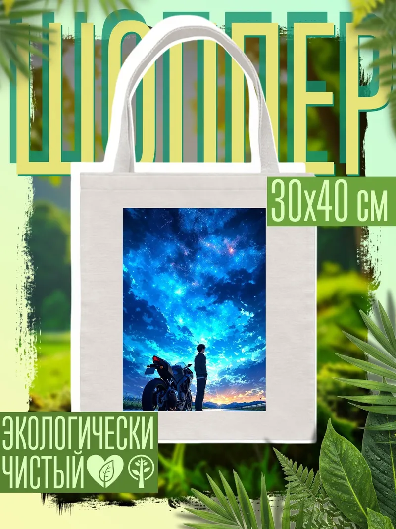 Шоппер Парень с мотоциклом